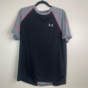 Under Armour HeatGear short-sleeve compression t-shirt in black and gray